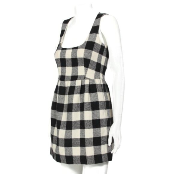 Red VALENTINO Black Off White Plaid Virgin Wool Sleeveless Mini Dress sz 40 /741 - Picture 3 of 7